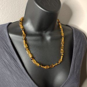 Vintage Orange Glass Bead Necklace 22 Inches Long